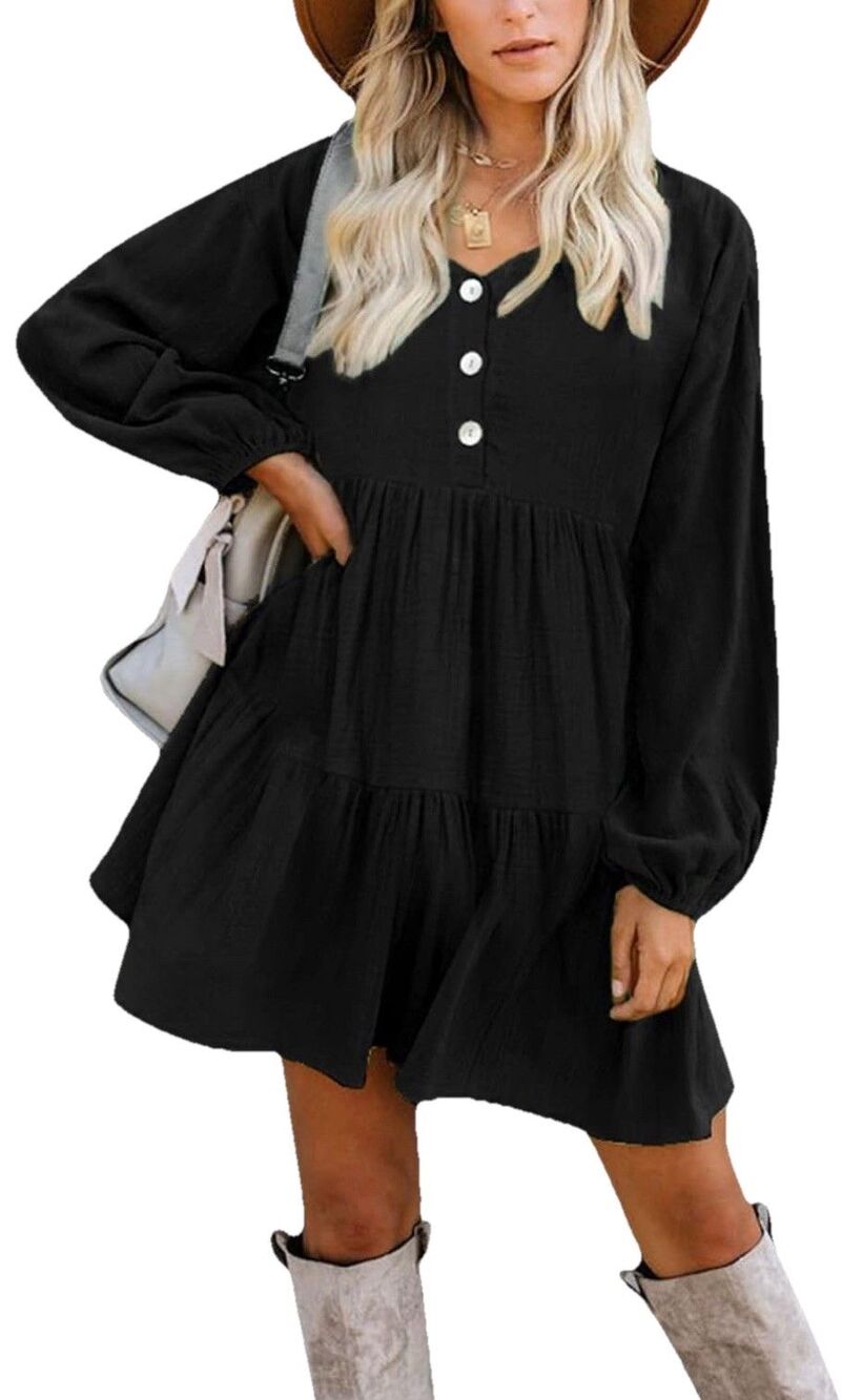 Women Gauzy Black Hi-Low Mini Dress Tiered Sz M Boho-chic Whimsigoth Dark Casual